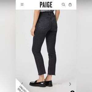 Paige Black Raw Hem Cindy Straight Legs Jeans Size 27. Color Black Lotus.